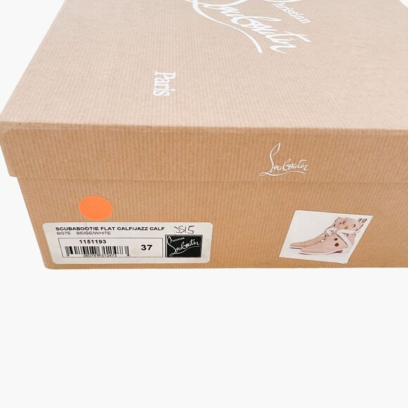 Christian Louboutin Scubabootie Boot EU 37 US 7 Beige Tan Grommet Flat Bootie - Picture 14 of 14